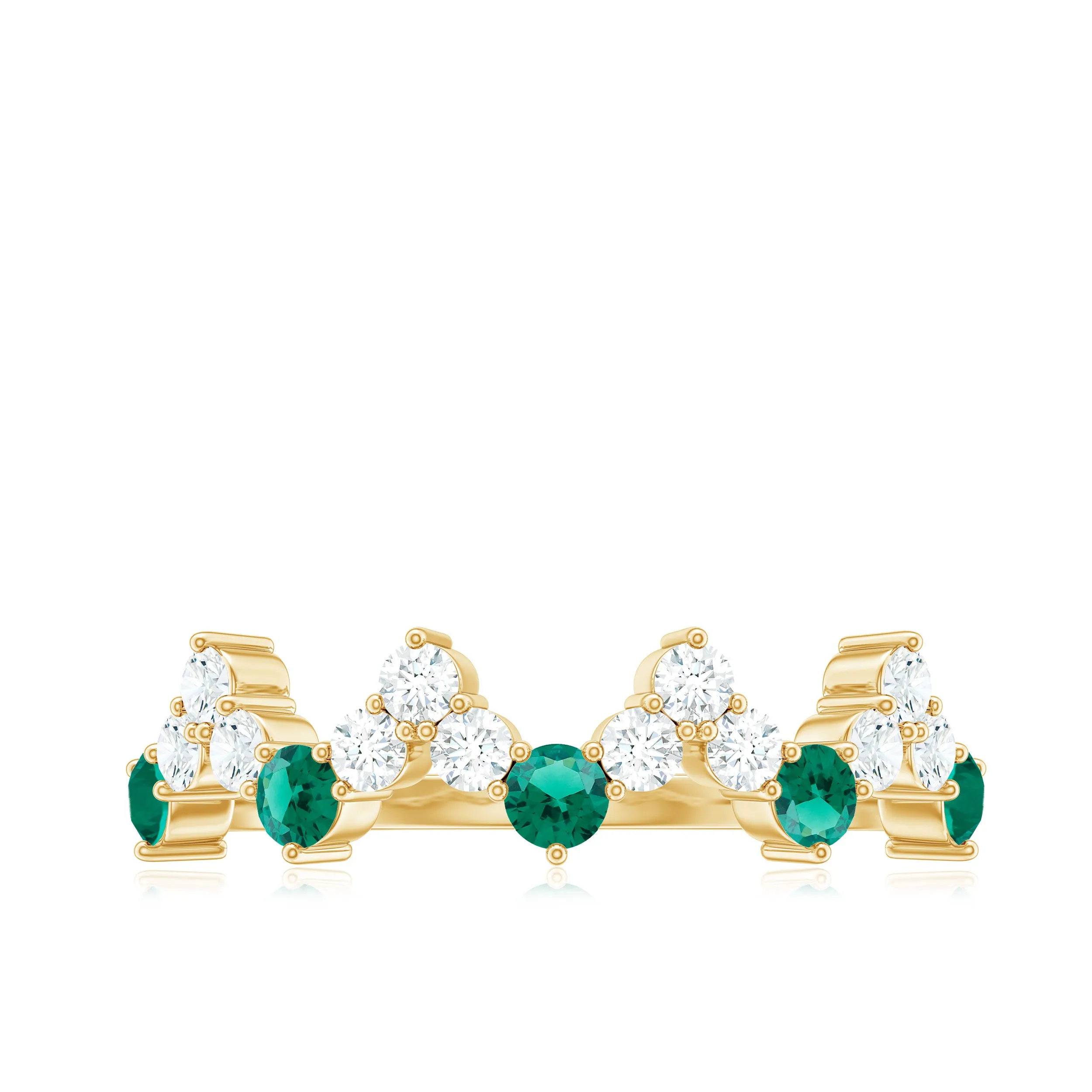 1 CT Created Emerald and Diamond Zig Zag Half Eternity Ring