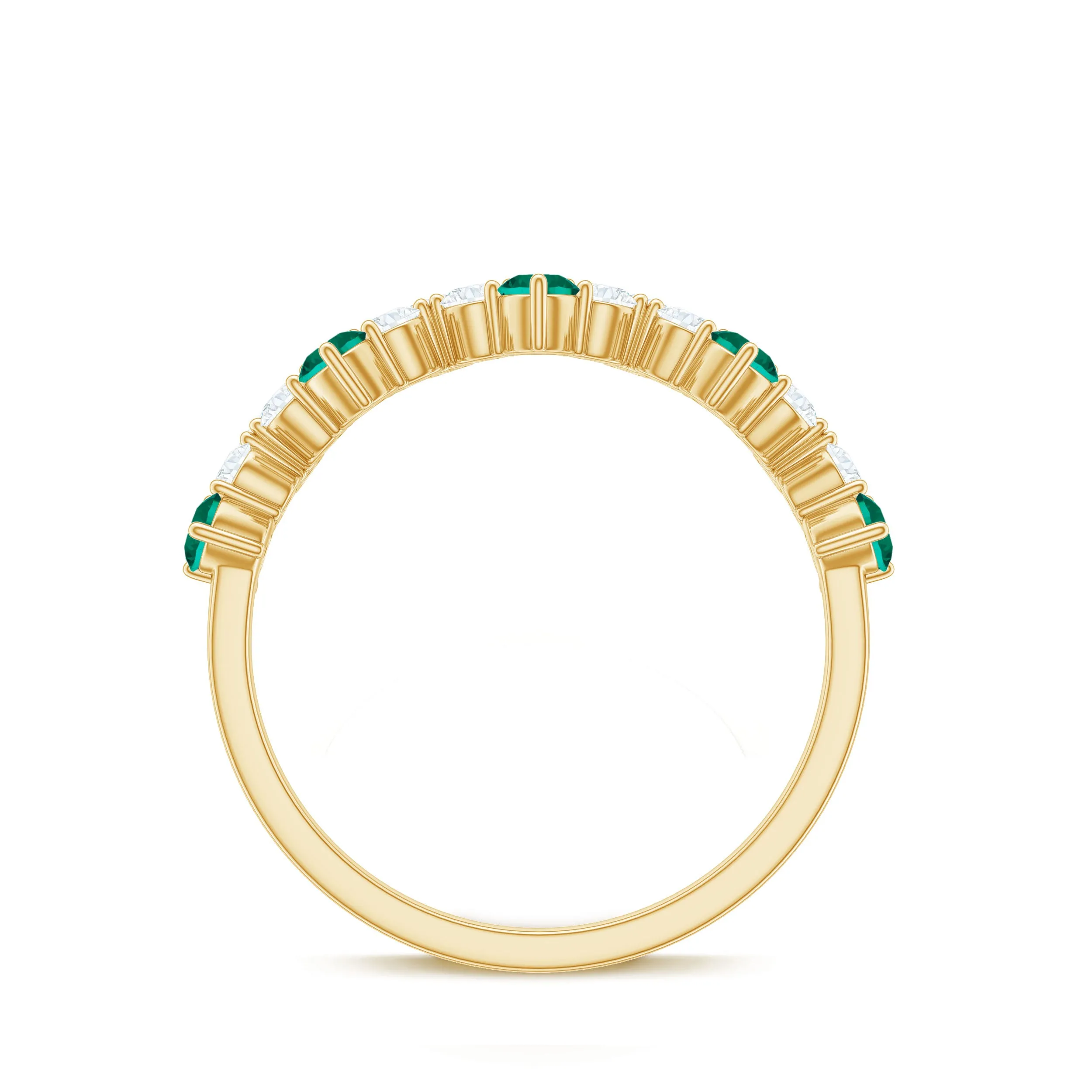 1 CT Created Emerald and Diamond Zig Zag Half Eternity Ring