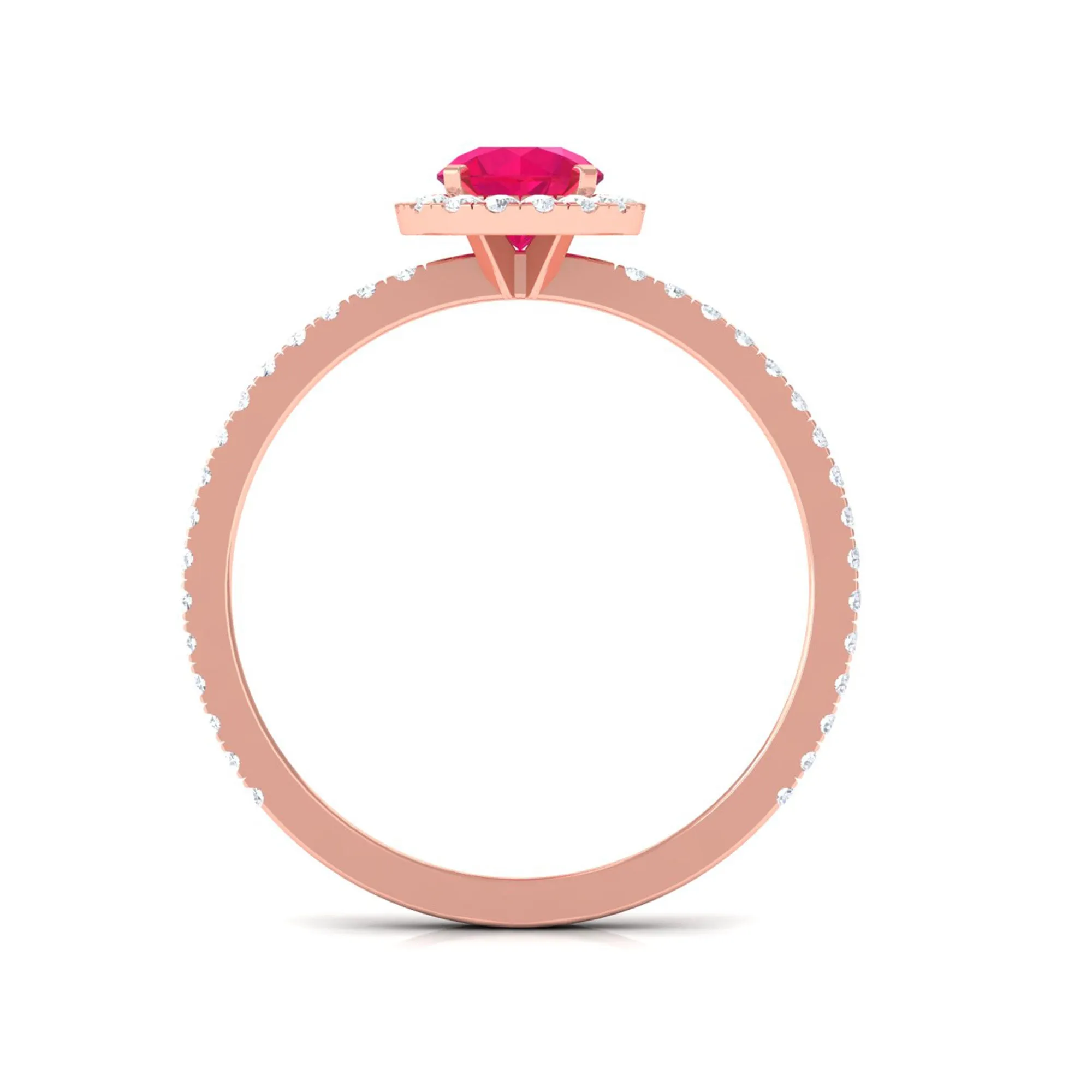 1 CT Minimal Ruby and Diamond Engagement Ring