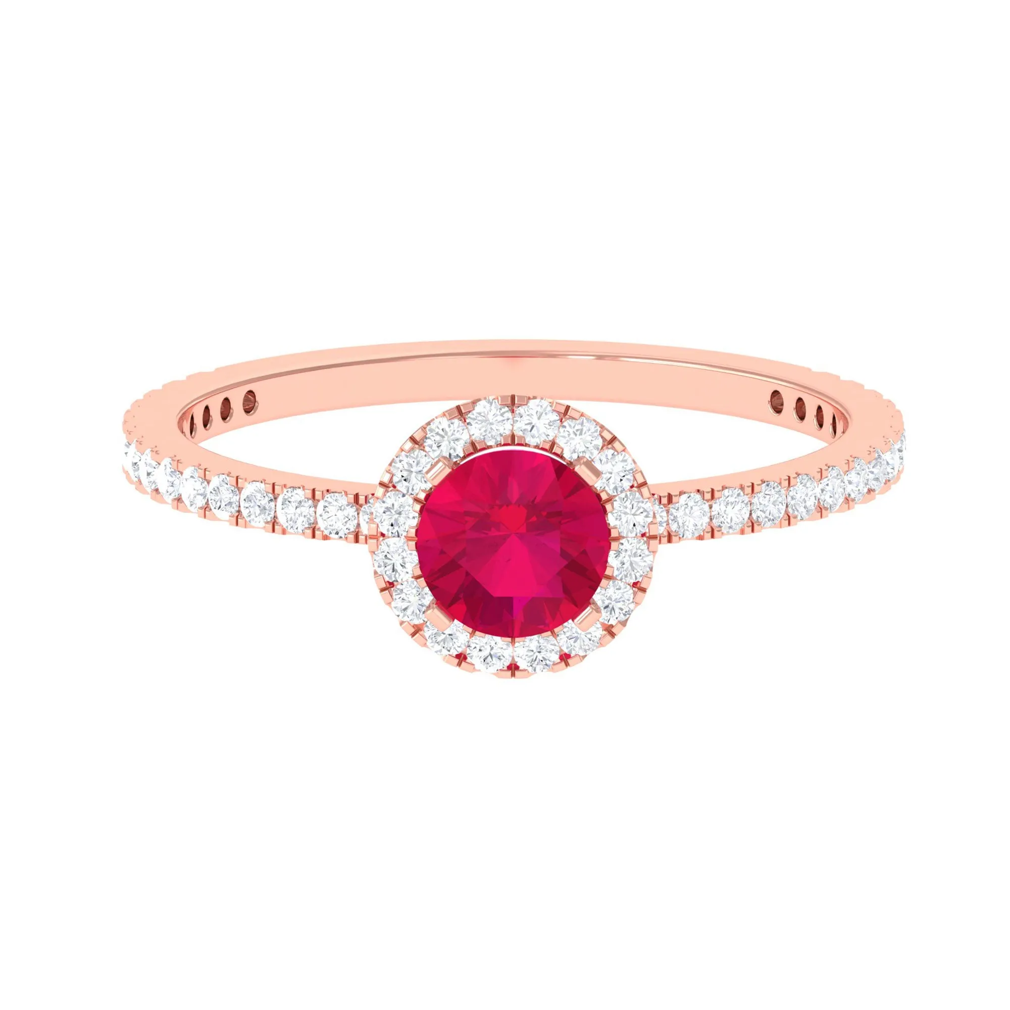 1 CT Minimal Ruby and Diamond Engagement Ring