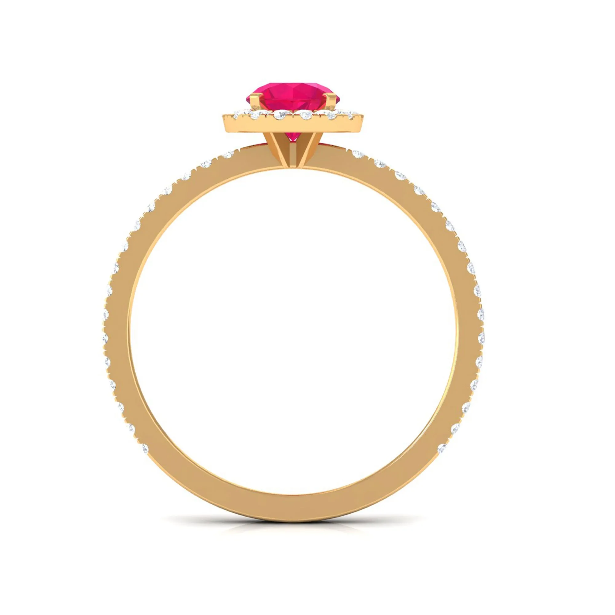 1 CT Minimal Ruby and Diamond Engagement Ring
