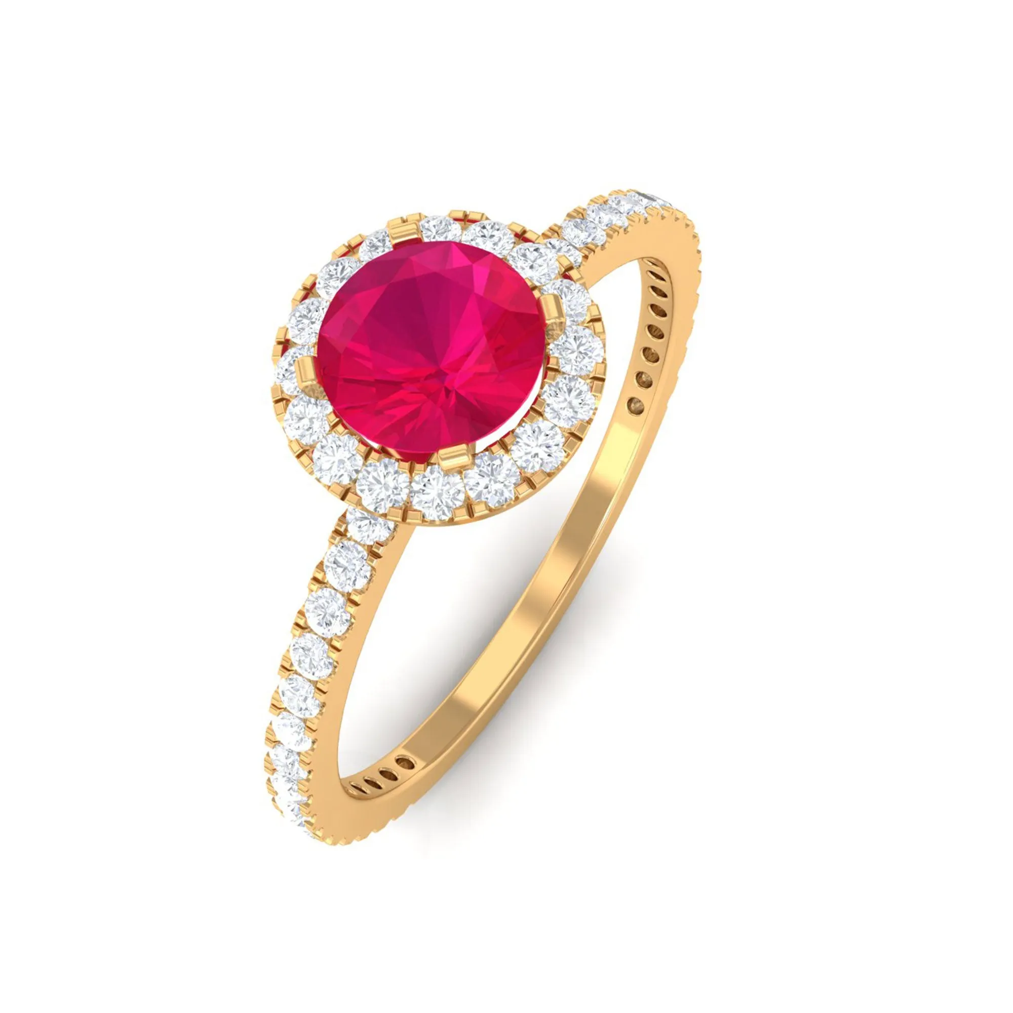 1 CT Minimal Ruby and Diamond Engagement Ring