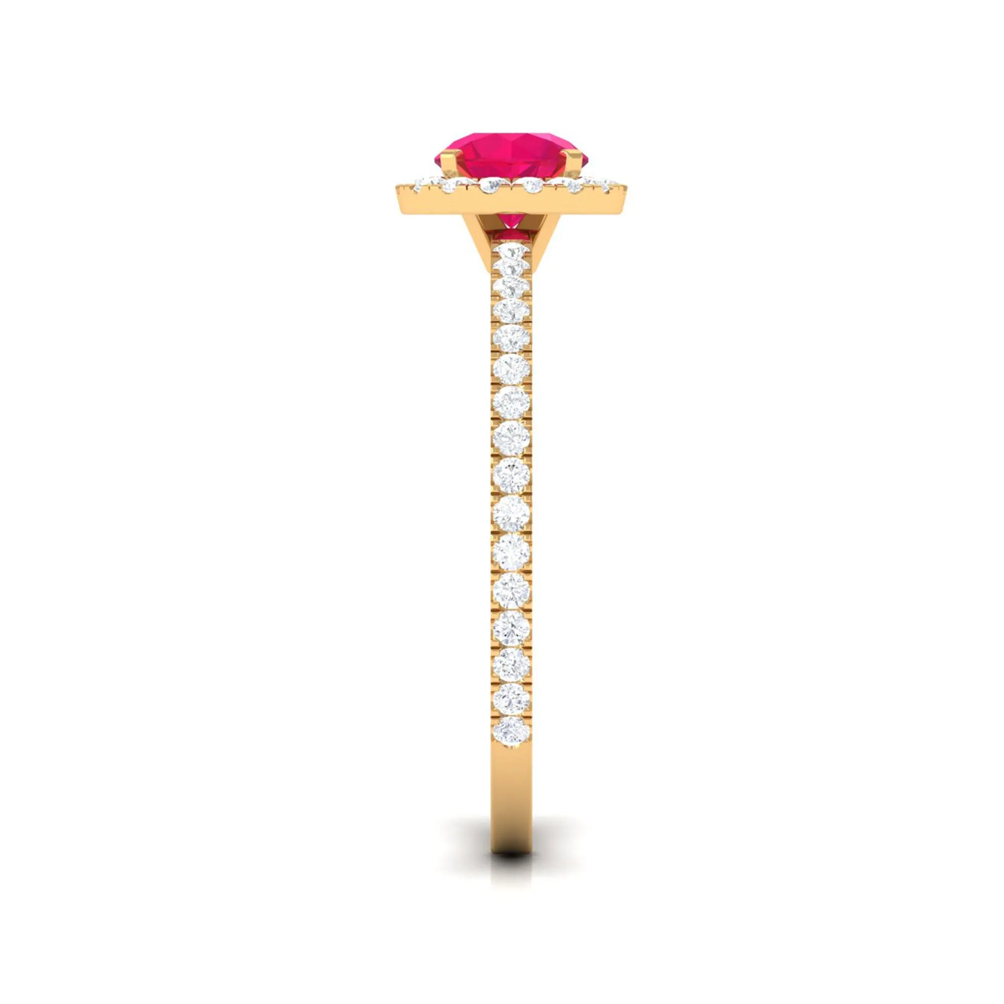 1 CT Minimal Ruby and Diamond Engagement Ring