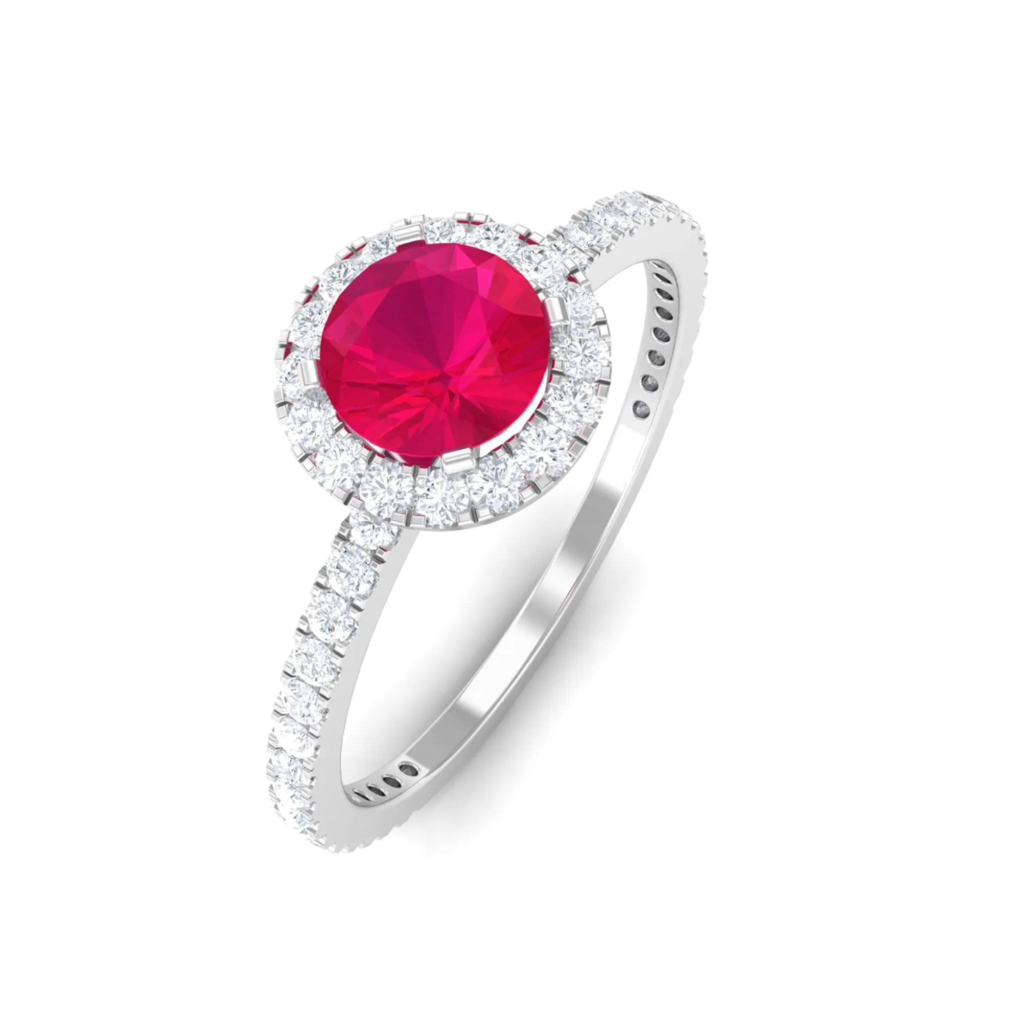 1 CT Minimal Ruby and Diamond Engagement Ring