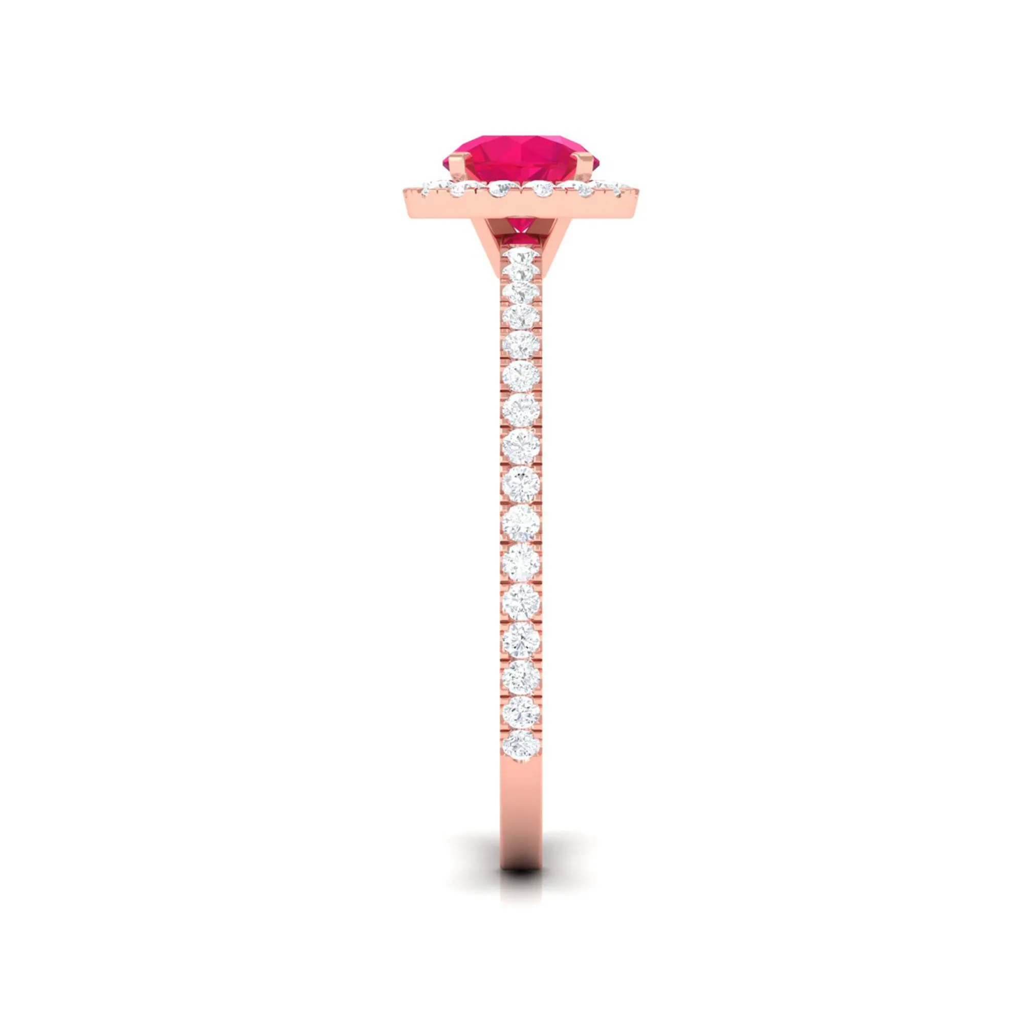 1 CT Minimal Ruby and Diamond Engagement Ring