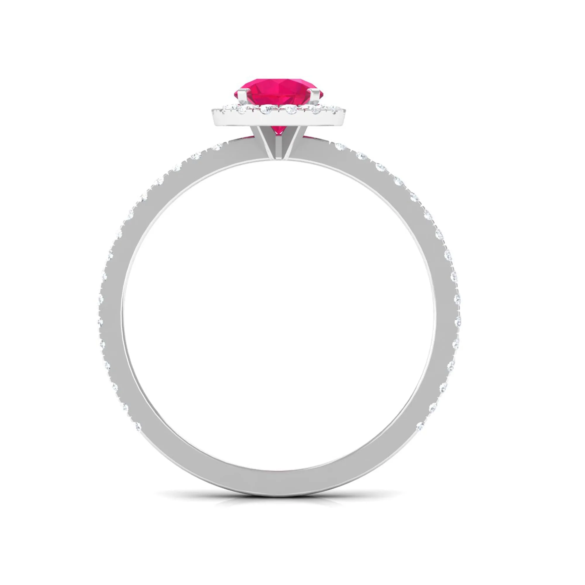 1 CT Minimal Ruby and Diamond Engagement Ring