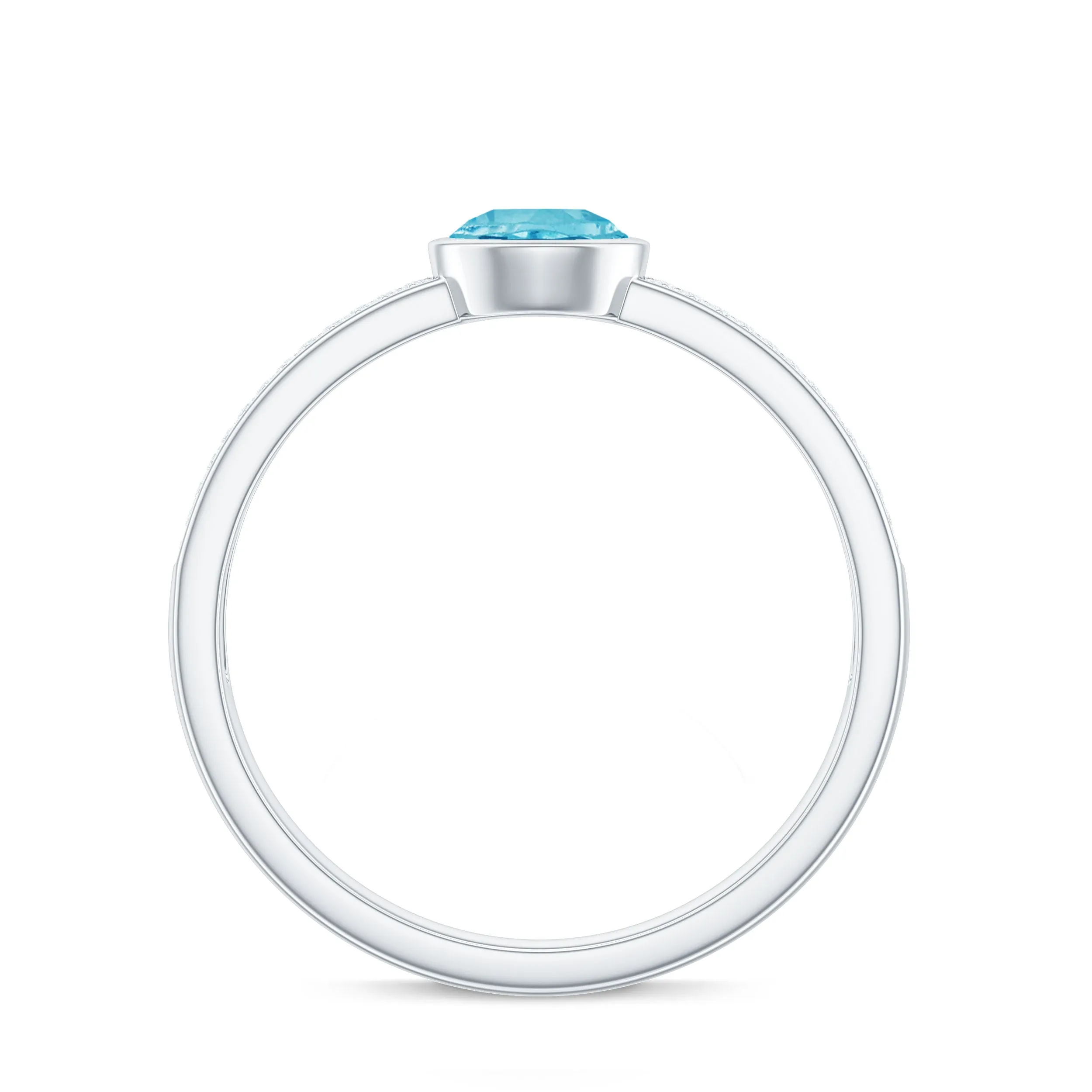 1 CT Solitaire Swiss Blue Topaz Solitaire and Diamond Engagement Ring