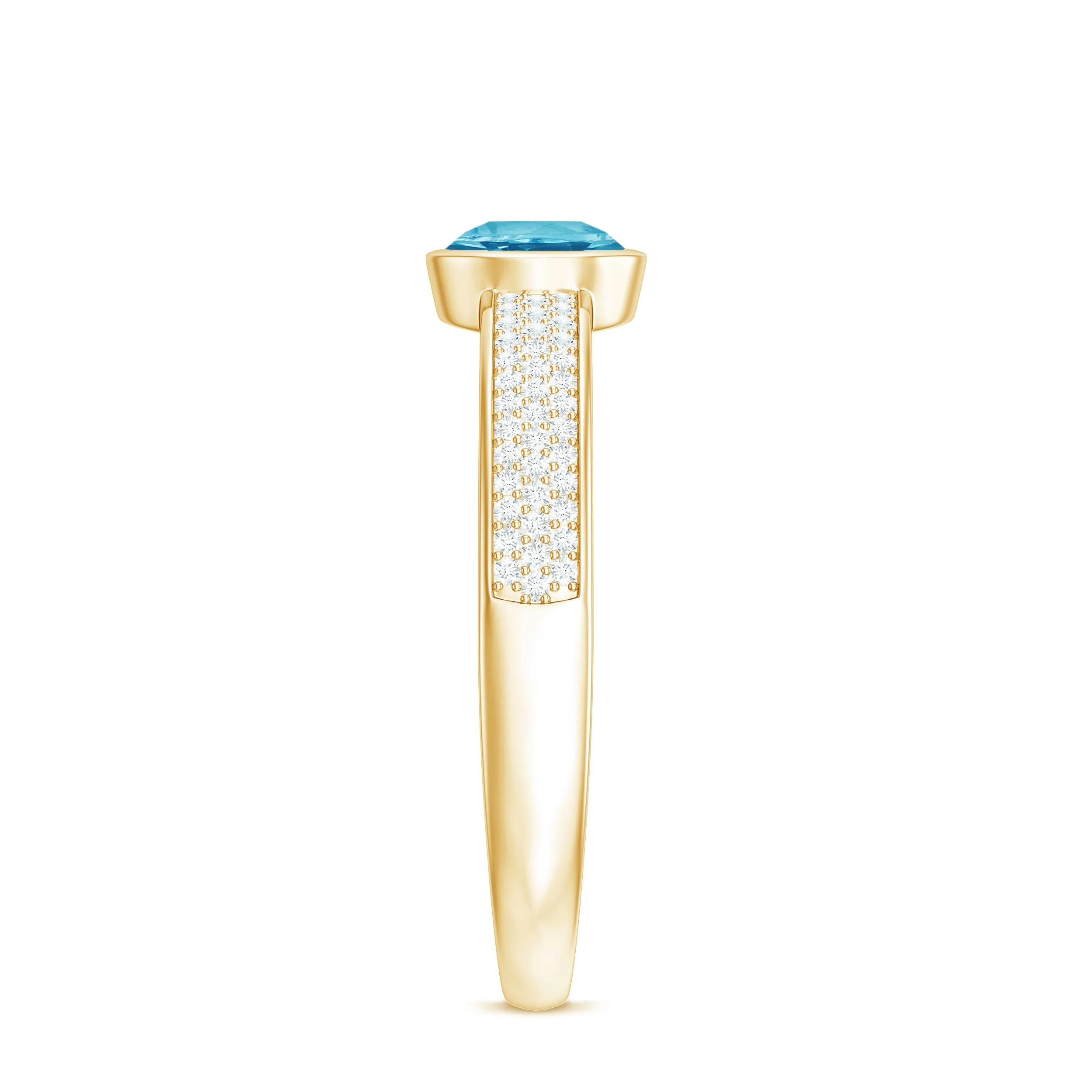 1 CT Solitaire Swiss Blue Topaz Solitaire and Diamond Engagement Ring