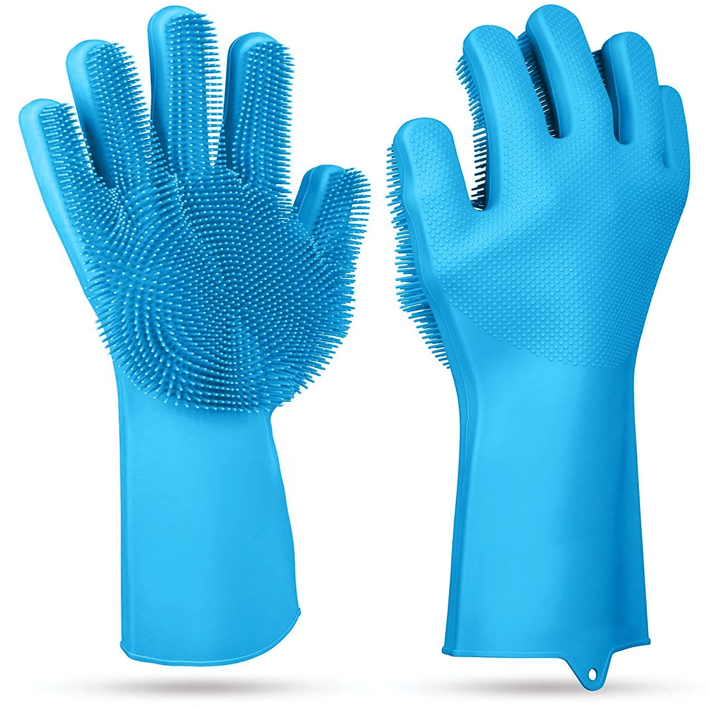 1 Pair Silicone Dishwashing Gloves Cleaning Sponge Scrubber