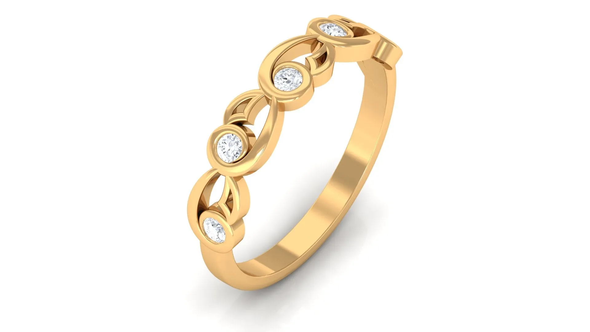1/4 CT Bezel Set Round Diamond Designer Band Ring