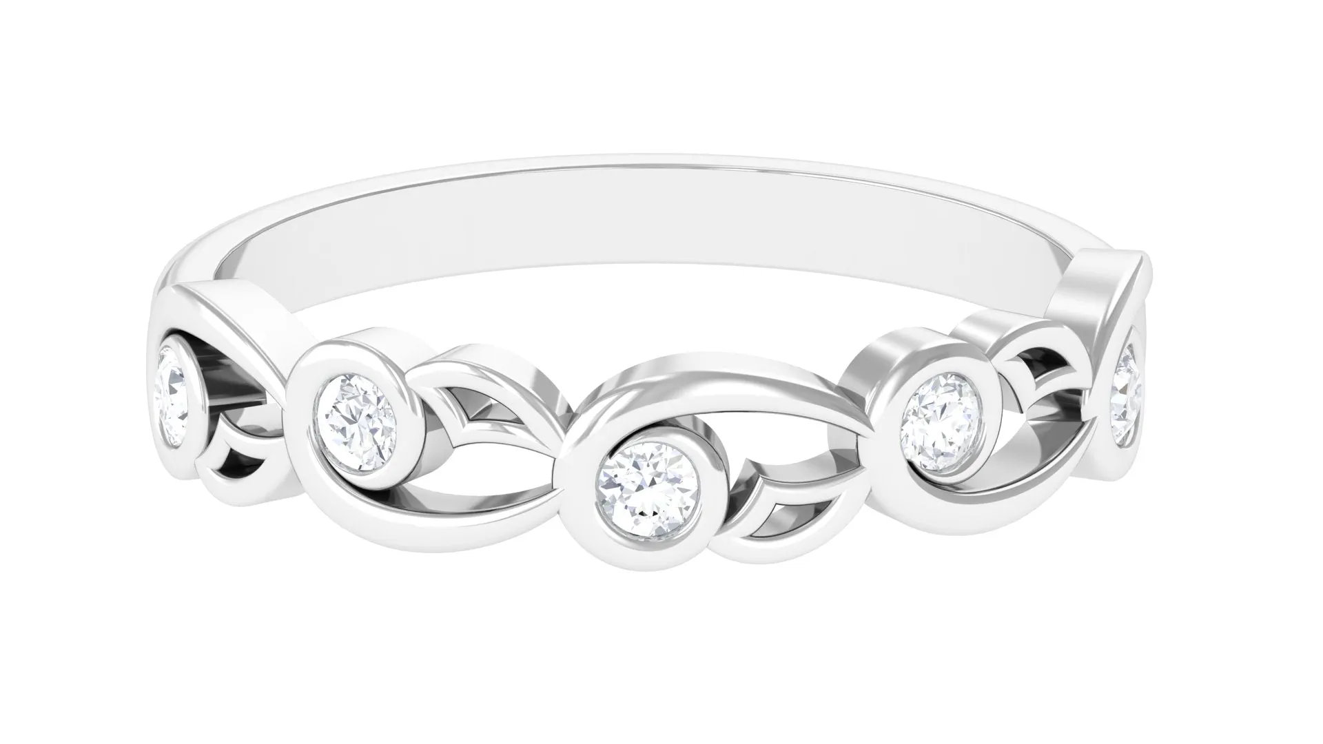 1/4 CT Bezel Set Round Diamond Designer Band Ring