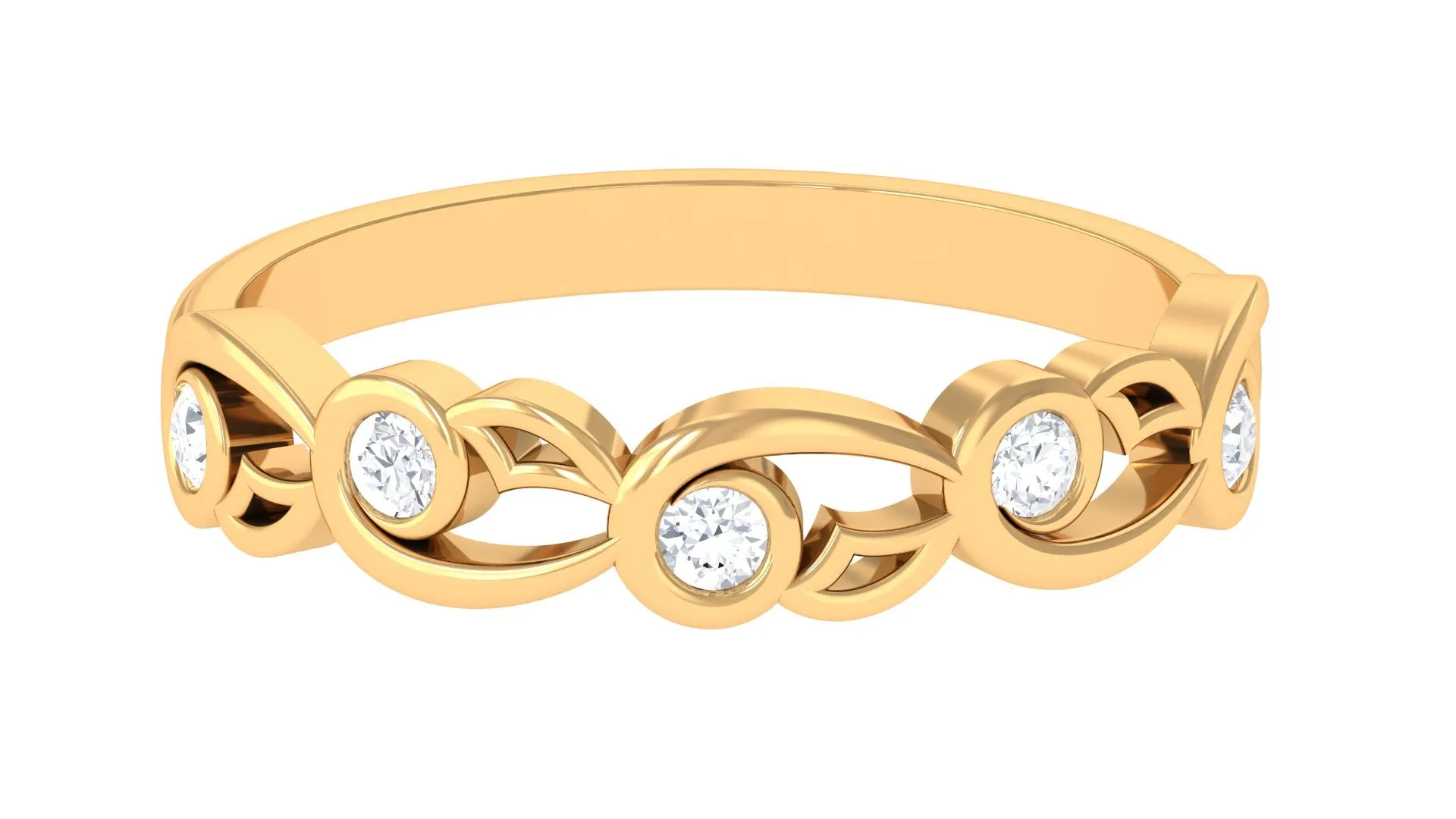 1/4 CT Bezel Set Round Diamond Designer Band Ring