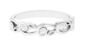 1/4 CT Bezel Set Round Diamond Designer Band Ring