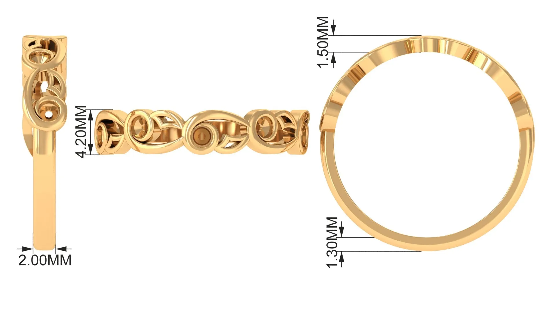 1/4 CT Bezel Set Round Diamond Designer Band Ring