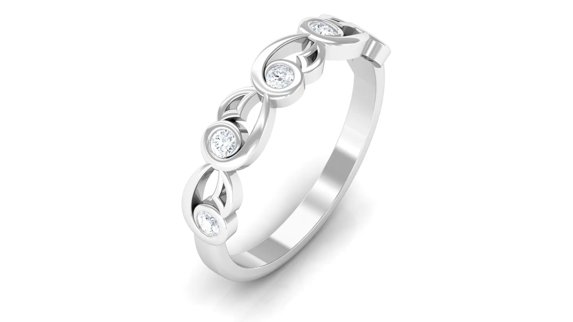 1/4 CT Bezel Set Round Diamond Designer Band Ring