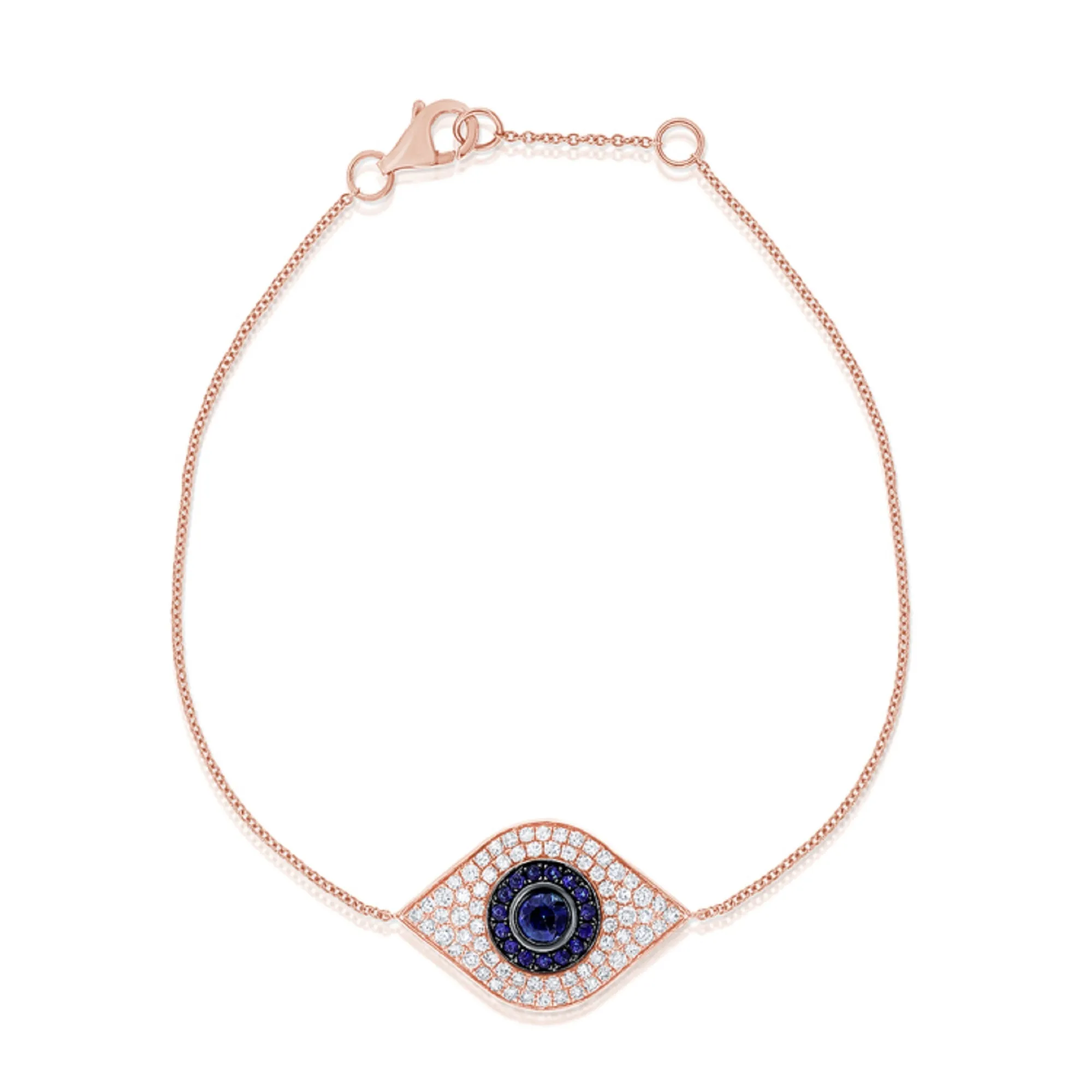 14k Gold & Diamond Evil Eye Bracelet - 0.47ct