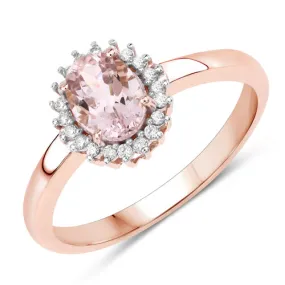 14K Rose Gold Morganite & Halo Diamond Ladies Ring