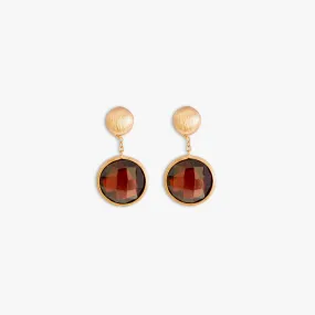 14K satin rose gold Kensington drop earrings with garnet