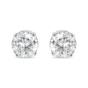 14K White Gold 1/5 Cttw Round Brilliant-Cut Near Colorless Diamond Classic 4-Prong Stud Earrings (H-I Color, I1-I2 Clarity)