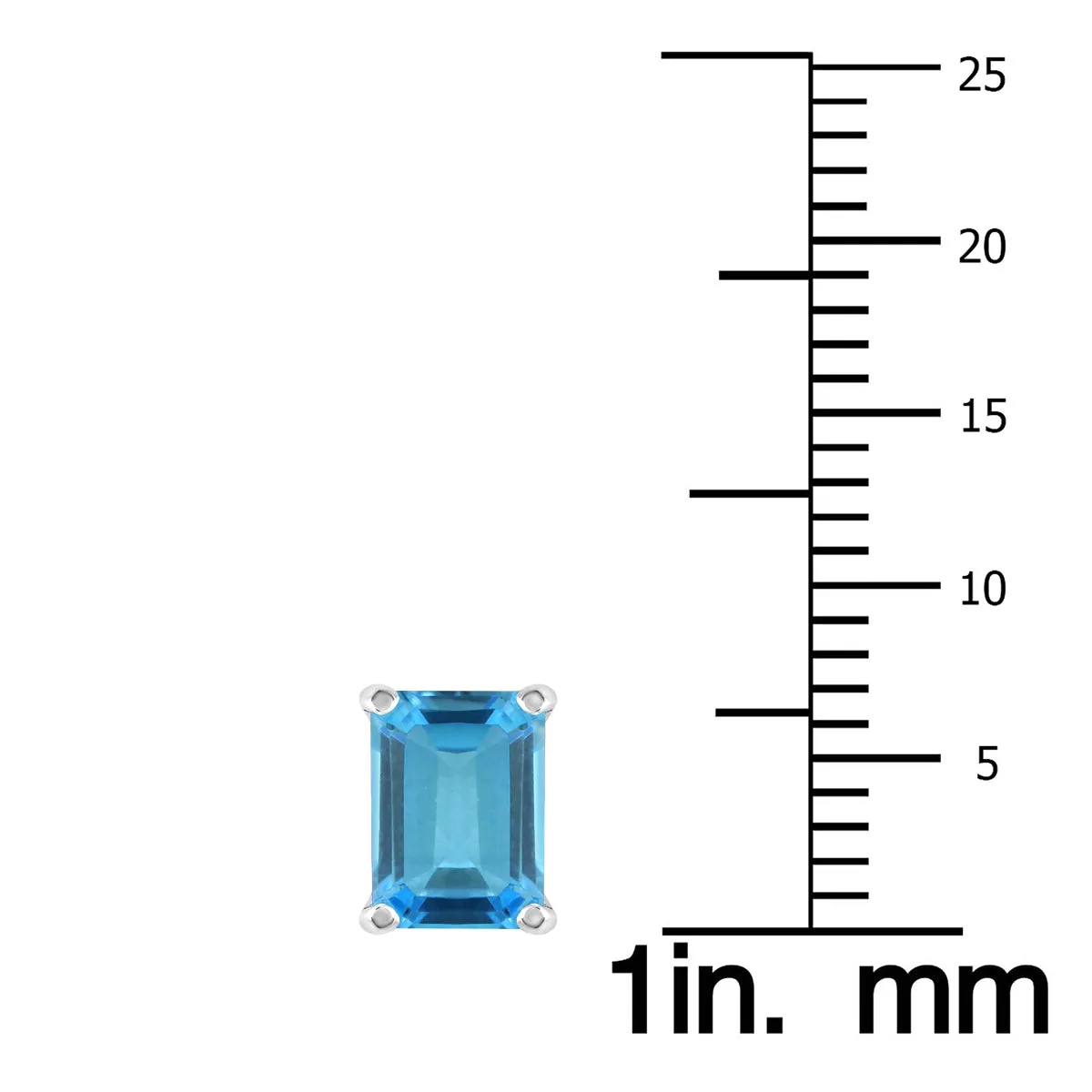 14K White Gold 6X4Mm Emerald Shaped Blue Topaz Earrings
