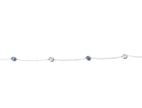 14k White Gold Diamond and Sapphire Bezel Set Station Bracelet