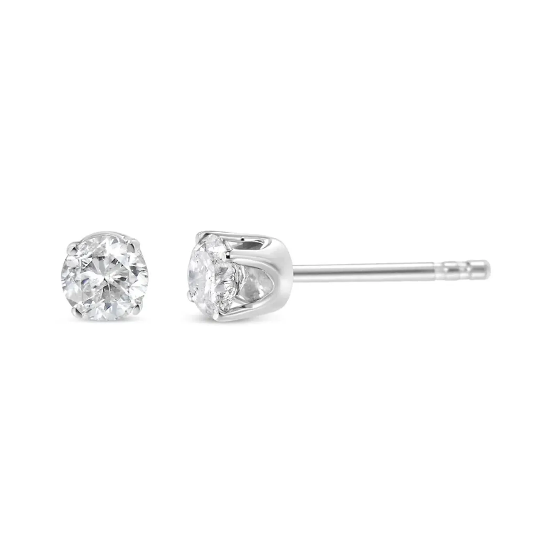 14k White Gold Solitaire Diamond Stud Earrings (0.5 cttw, H-I Color, I1-I2 Clarity)