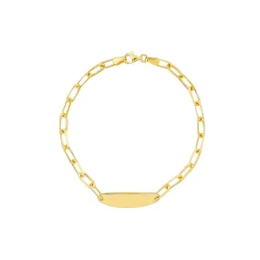 14K Yellow Gold 4.00mm Forzentina Oval ID Bracelet with Pear Shape Lock Bracelet