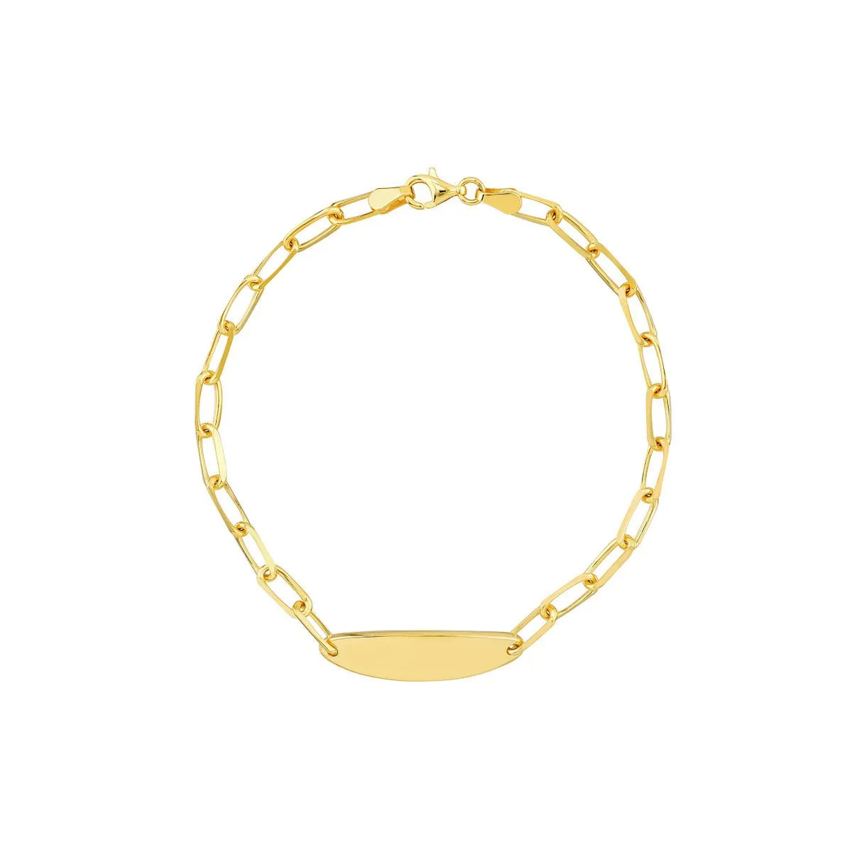 14K Yellow Gold 4.00mm Forzentina Oval ID Bracelet with Pear Shape Lock Bracelet