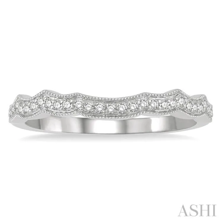 1/8 ctw Wave Cutwork Round Cut Diamond Wedding Band in 14K White Gold