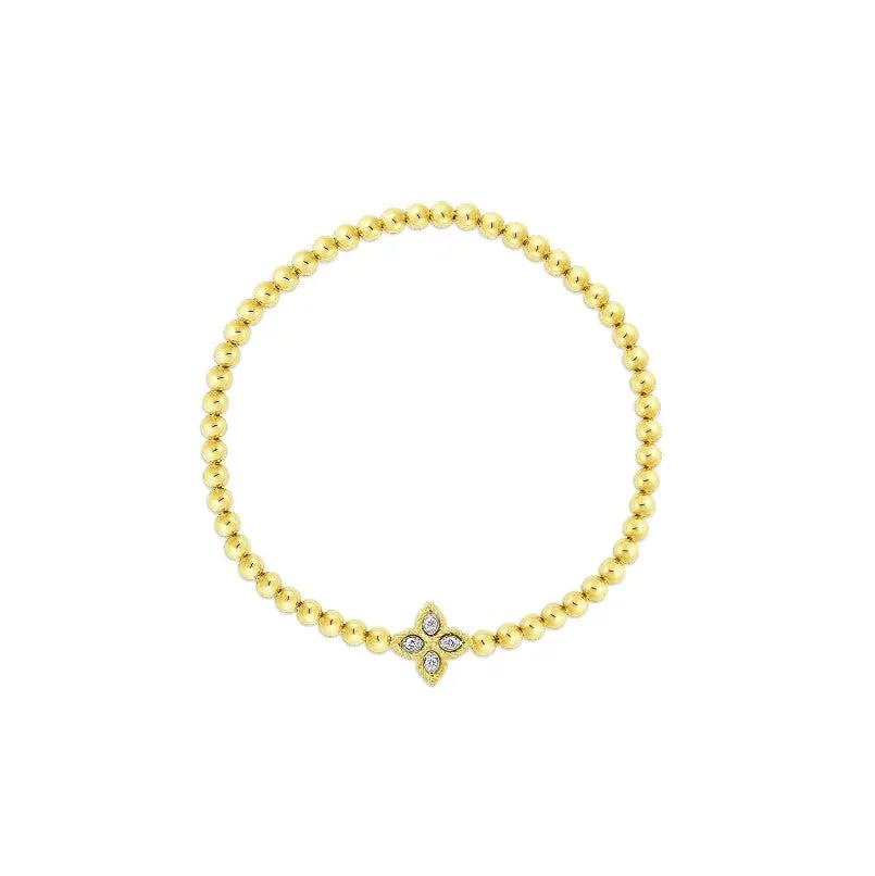 18K YELLOW GOLD 0.17CT DIAMOND PRINCESS STRETCH BRACELET