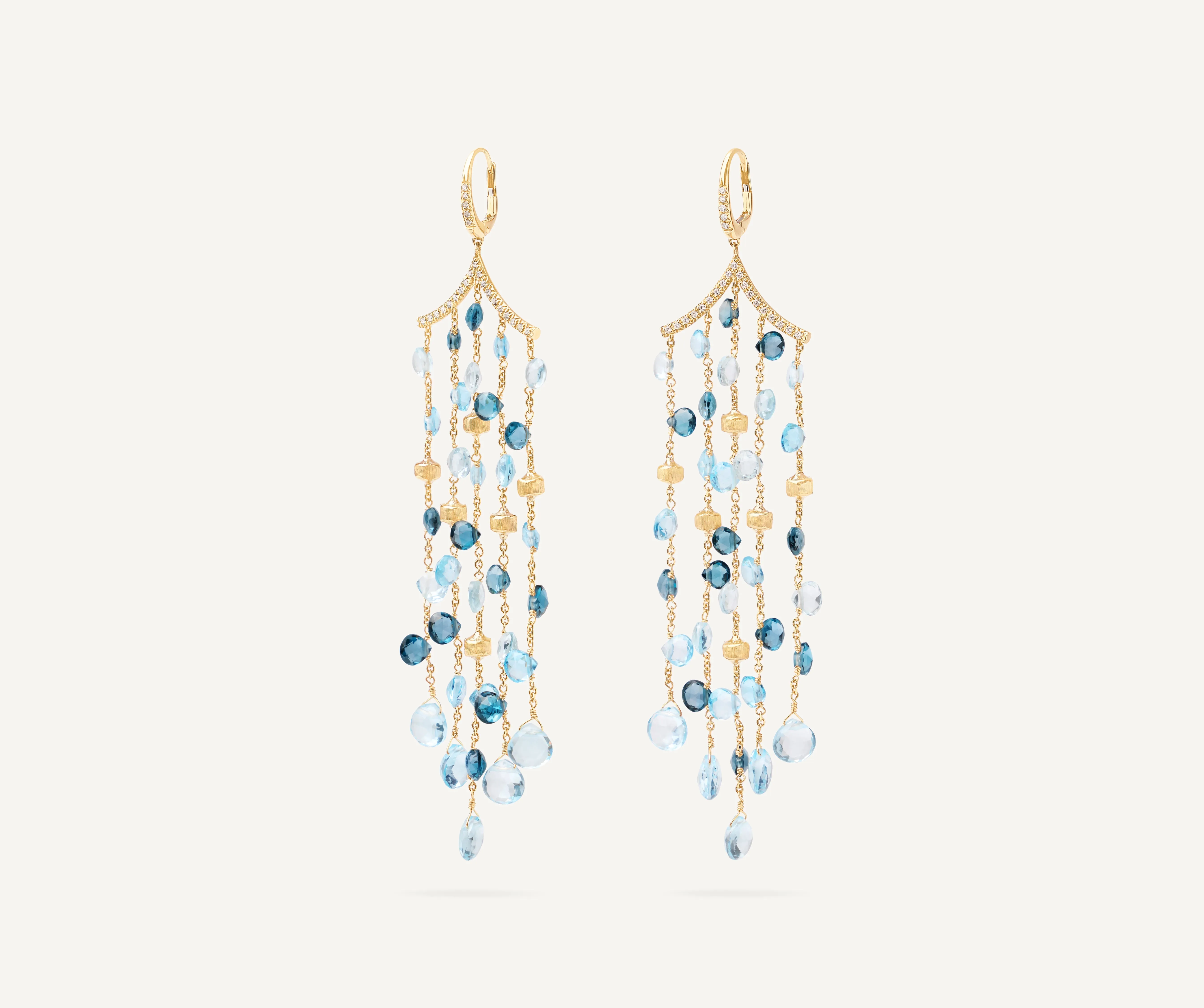 18K Yellow Gold Mixed Topaz Five-Strand Chandelier Earrings