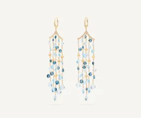 18K Yellow Gold Mixed Topaz Five-Strand Chandelier Earrings