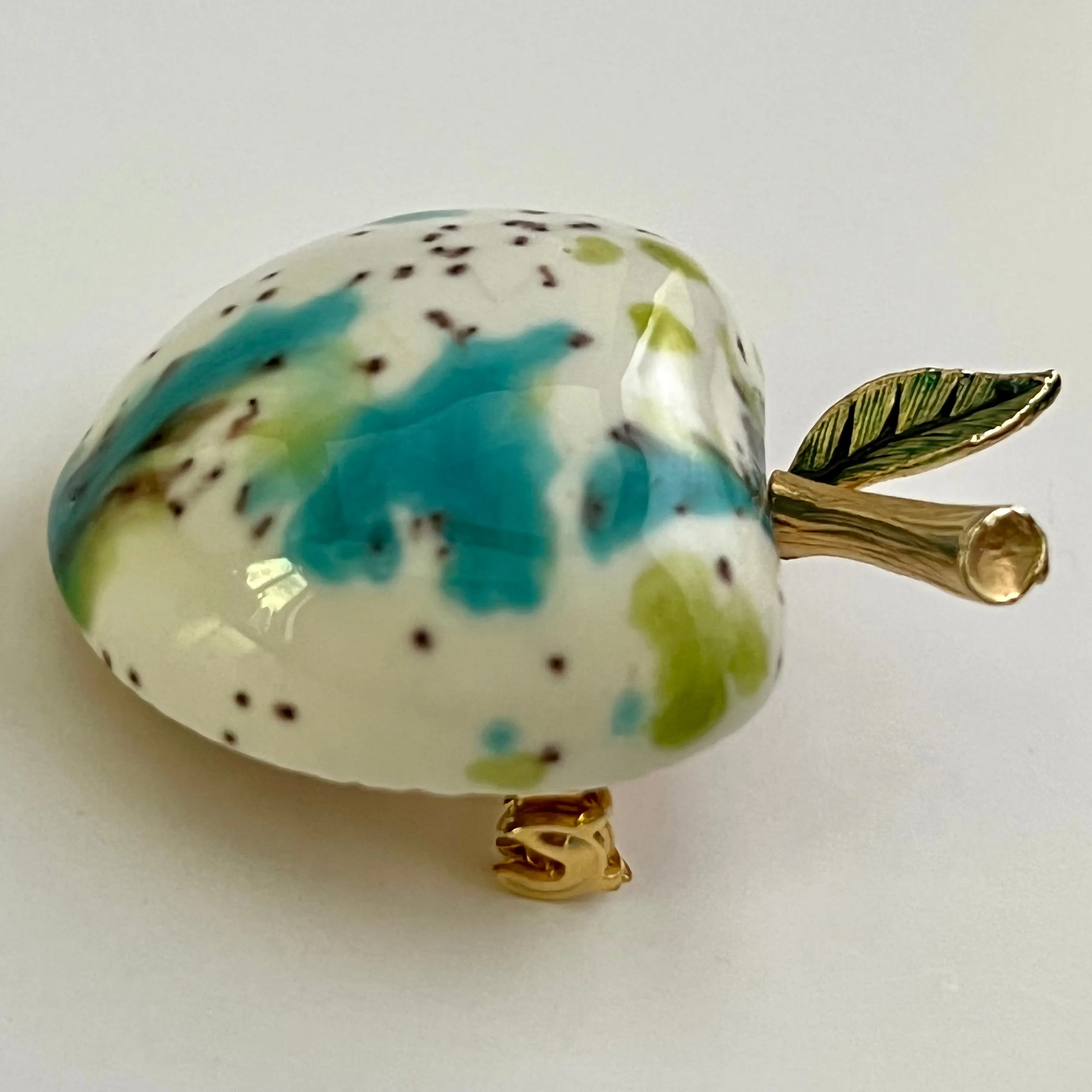 1960s Rene Ceramic Apple Brooch