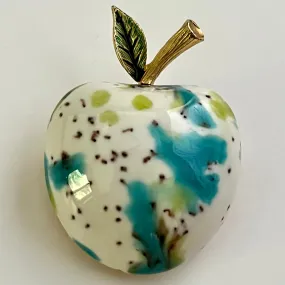 1960s Rene Ceramic Apple Brooch