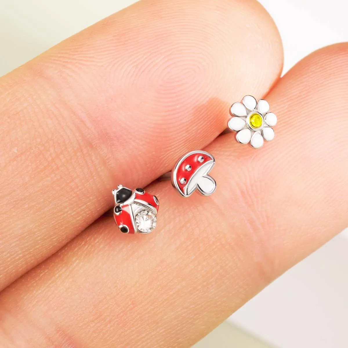 20G Mushroom/Daisy/Ladybird Nose Stud Pack
