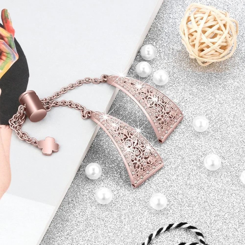 22mm Universal zinc alloy rhinestone décor watch strap - Rose Pink