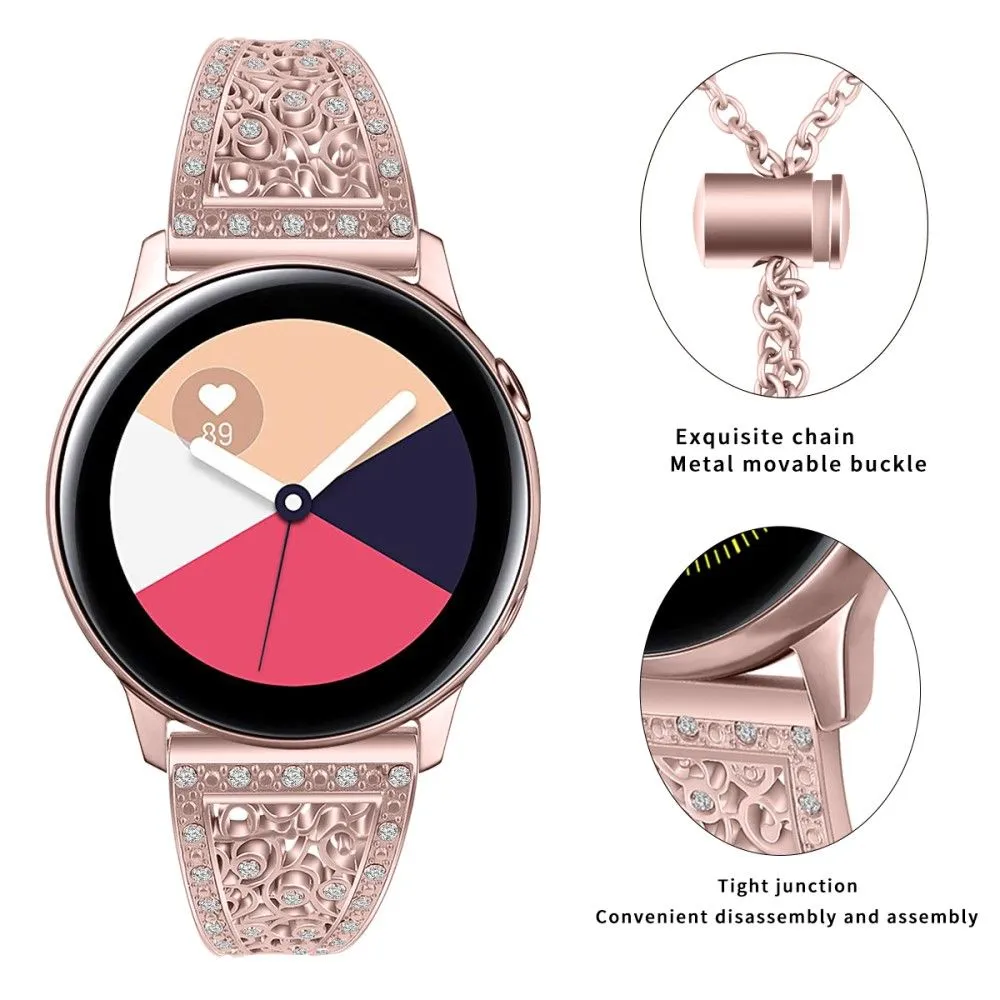 22mm Universal zinc alloy rhinestone décor watch strap - Rose Pink