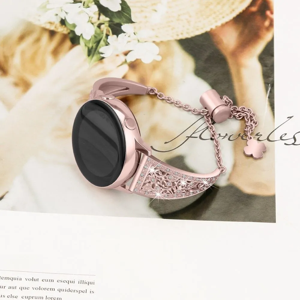 22mm Universal zinc alloy rhinestone décor watch strap - Rose Pink
