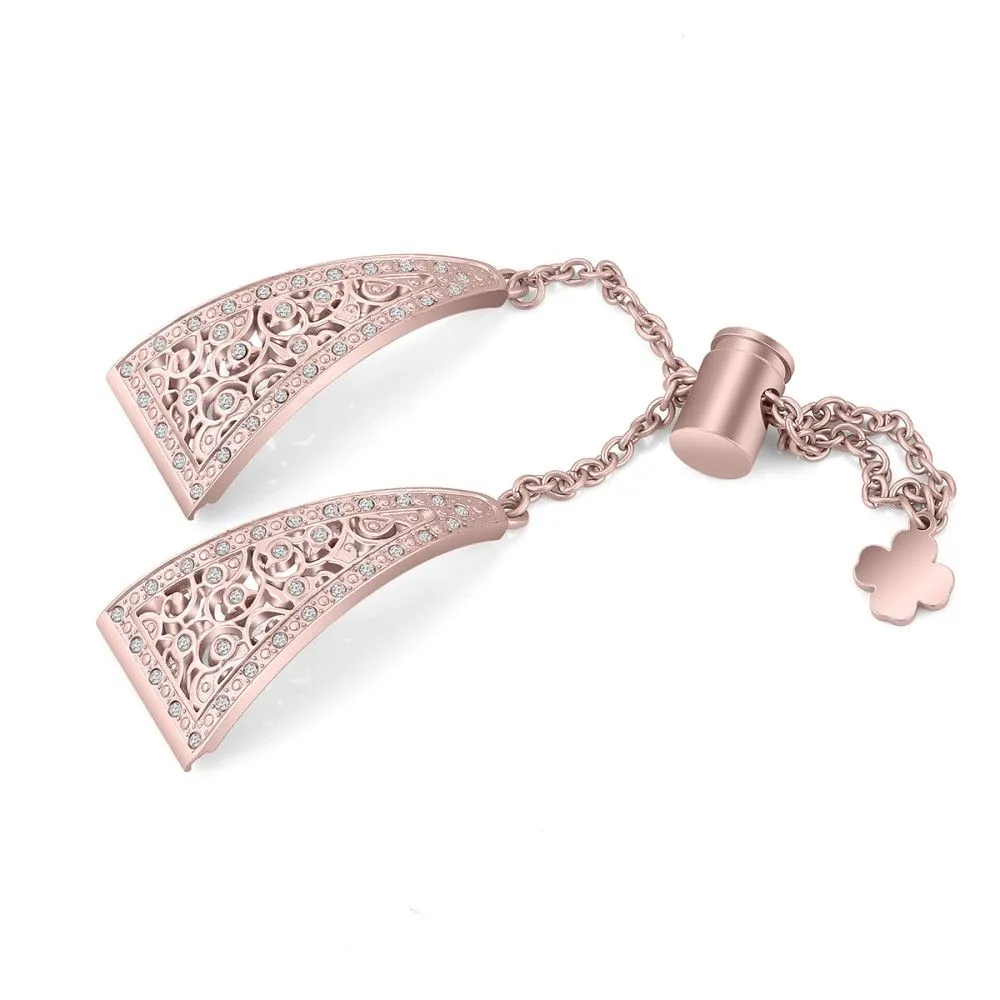 22mm Universal zinc alloy rhinestone décor watch strap - Rose Pink