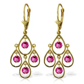 2.4 Carat 14K Solid Yellow Gold Pleasure Pink Topaz Earrings