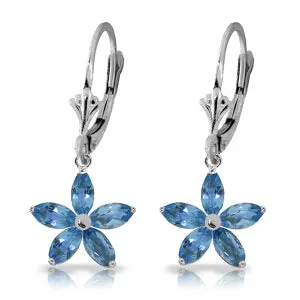2.8 Carat 14K Solid White Gold Exotica Blue Topaz Earrings