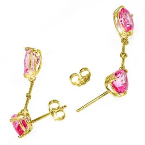 3.25 Carat 14K Solid Yellow Gold Stud Earrings Natural Pink Topaz