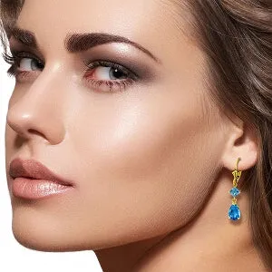 4.5 Carat 14K Solid Yellow Gold Beaute Blue Topaz Earrings