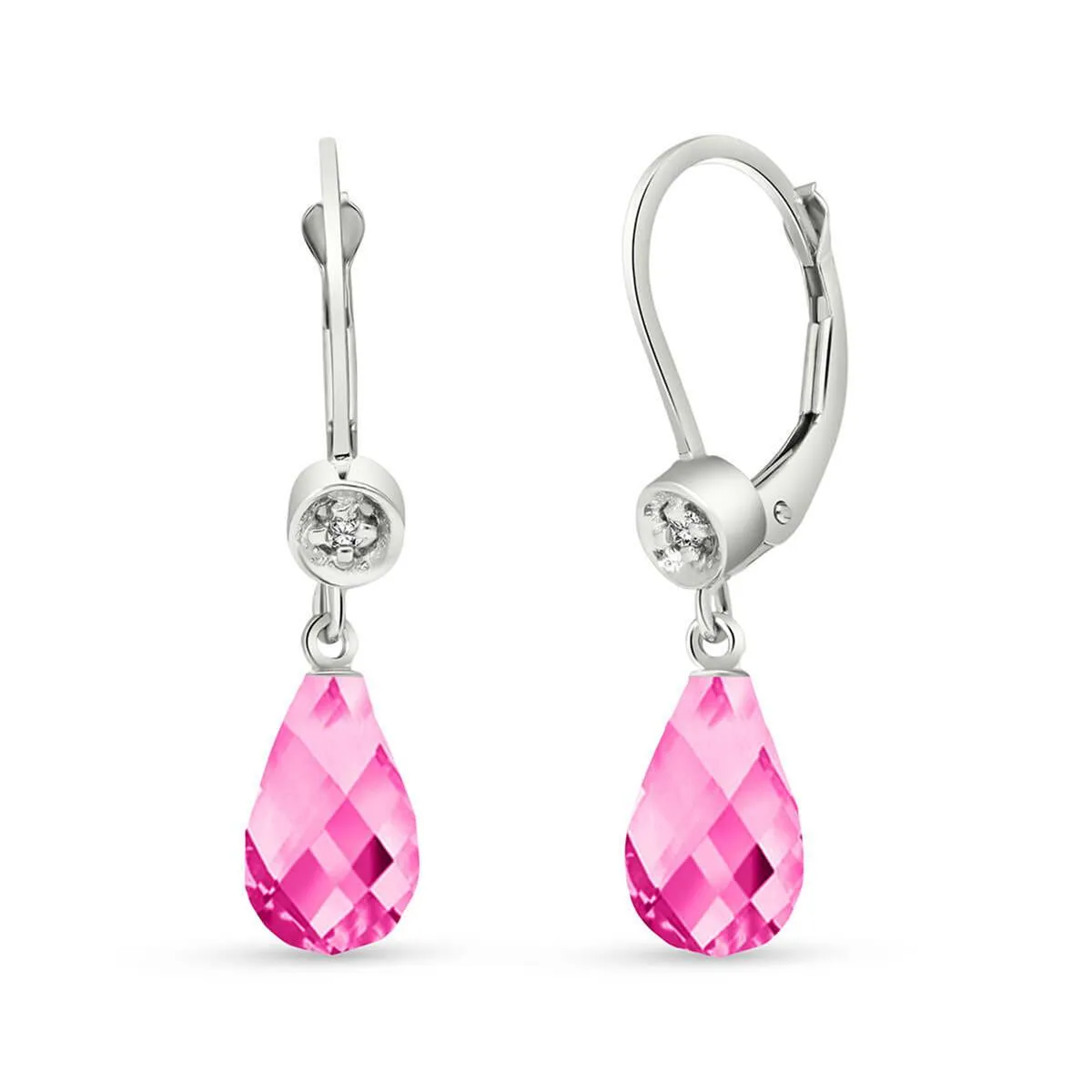 4.53 Carat 14K Solid White Gold I Amethyst Sure Pink Topaz Diamond Earrings
