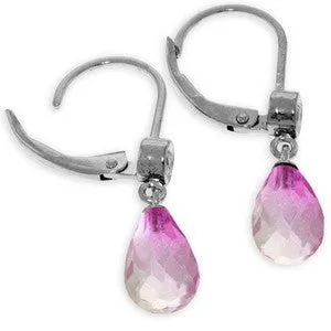 4.53 Carat 14K Solid White Gold I Amethyst Sure Pink Topaz Diamond Earrings
