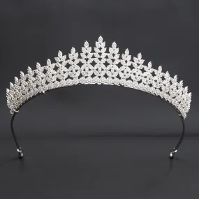 5A Level Cubic Zirconia Wedding Bridal Big Tiara Diadem CH10353