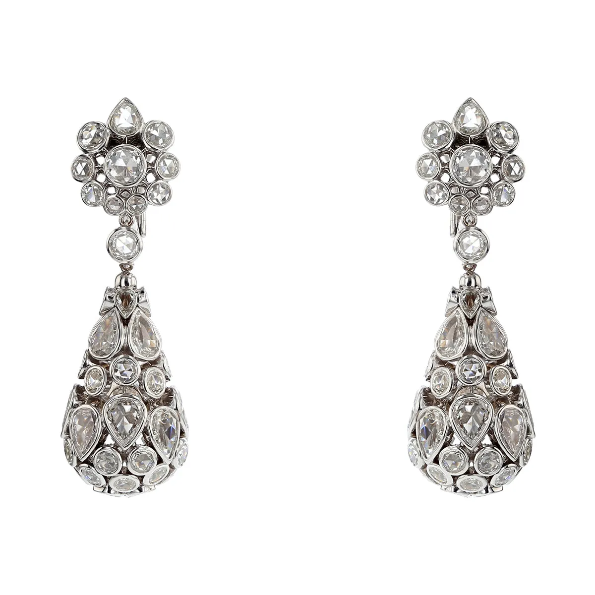 9.18Ct Diamond Drop Earrings in 18k White Gold