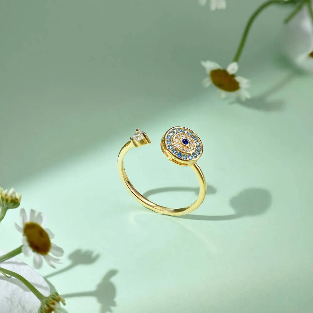 925 Silver Blue Devil’s Eye CZ Diamond Toi et Moi Ring