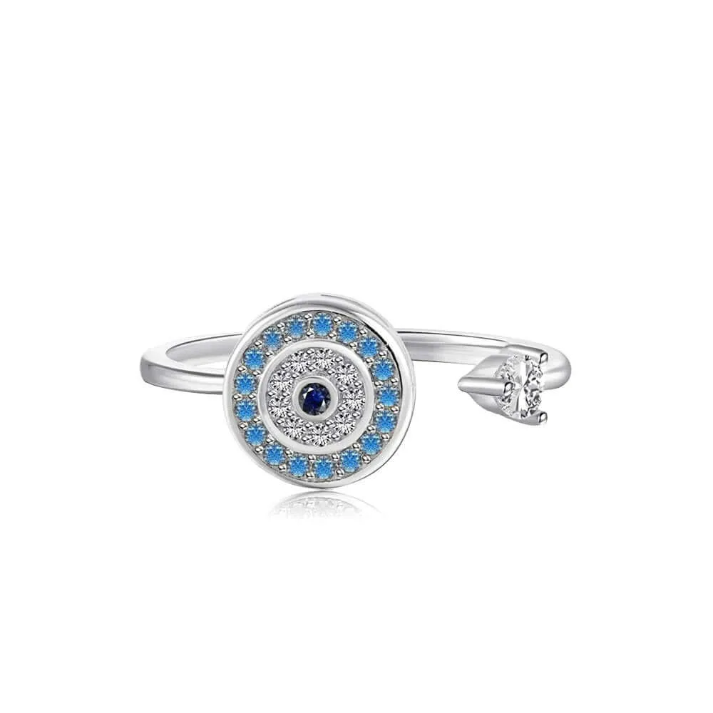 925 Silver Blue Devil’s Eye CZ Diamond Toi et Moi Ring