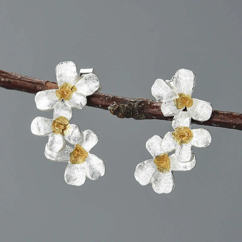 925 Silver Daisy Vintage Stud Earrings